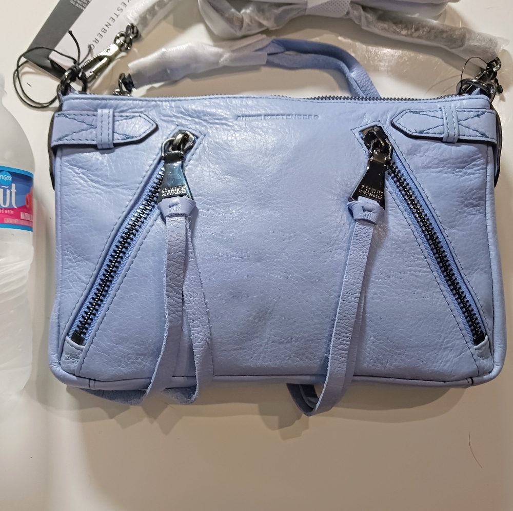 AIMEE KESTENBERG Muse City Slicker Leather Crossbody Bag Periwinkle blue - Picture 9 of 11